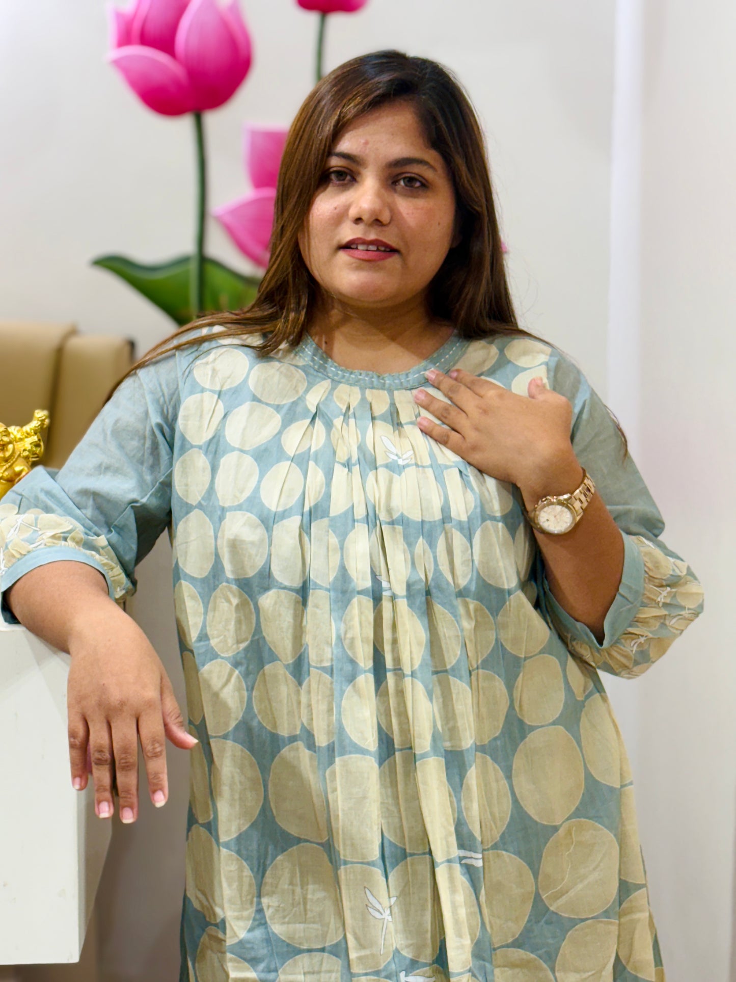 Mint Dots Breeze Kurta Set #2764