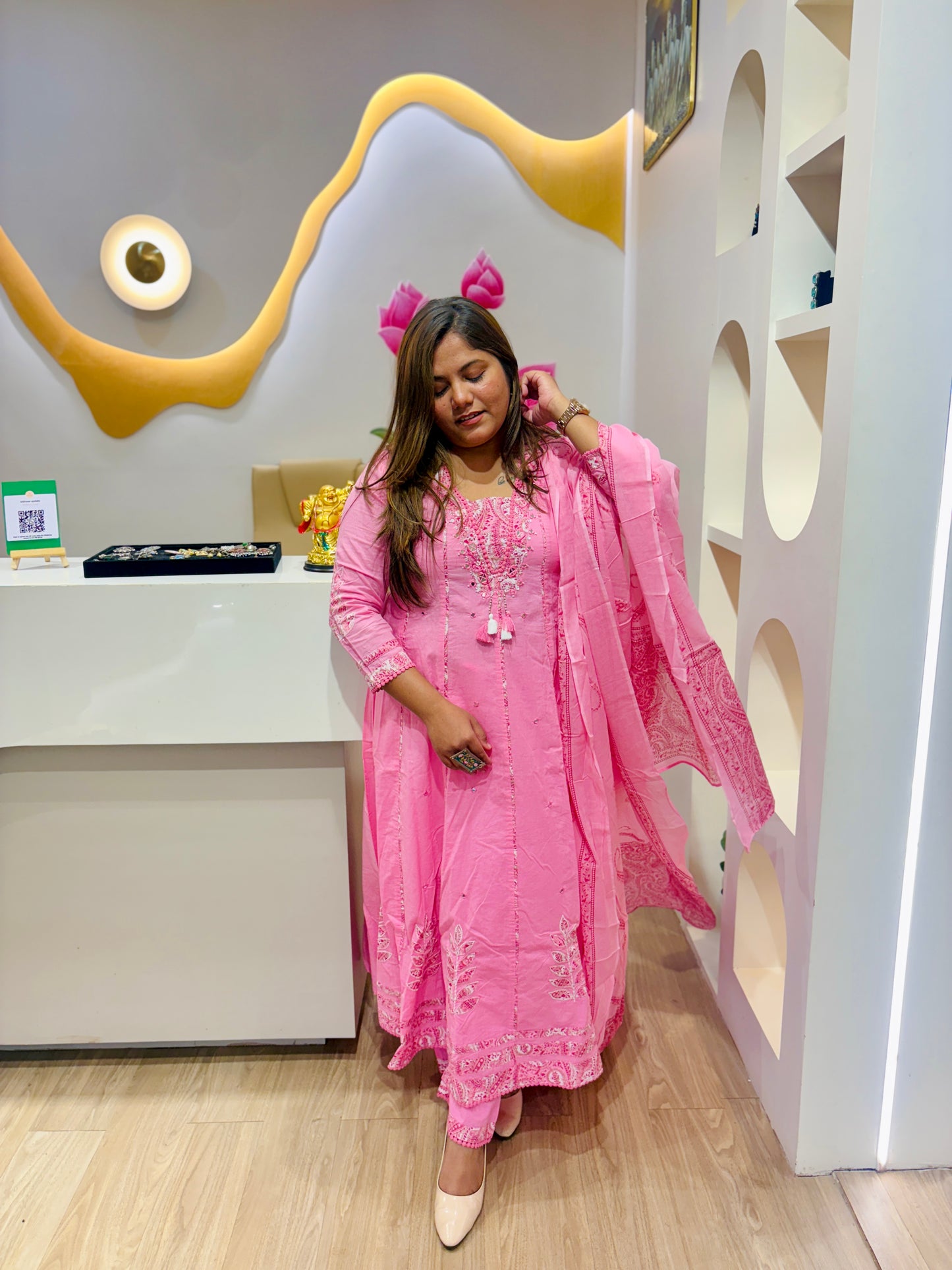 Blush Anarkali cotton dress #2058