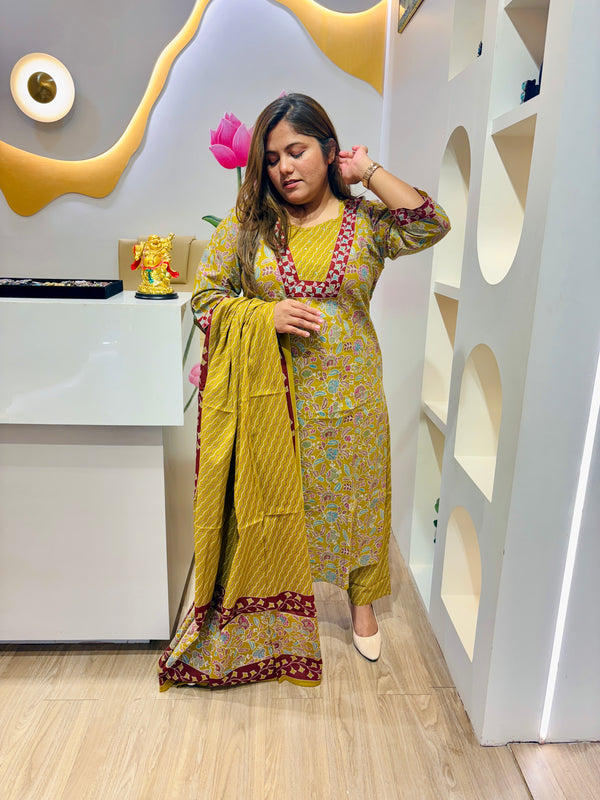 Sunshine Mustard Cotton Dress #2657