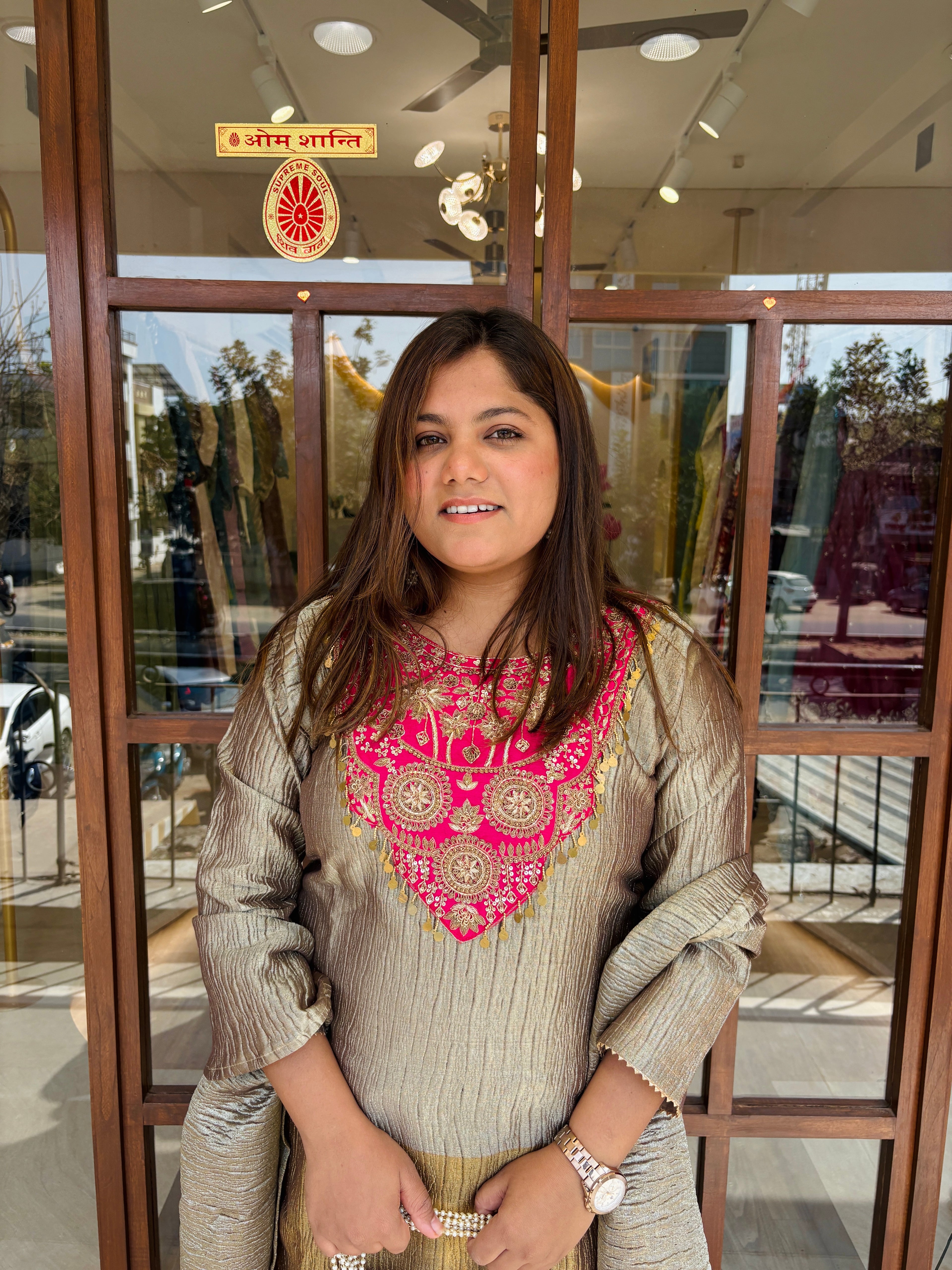 Gulnaar Glow crush Tissue Palazzo Set