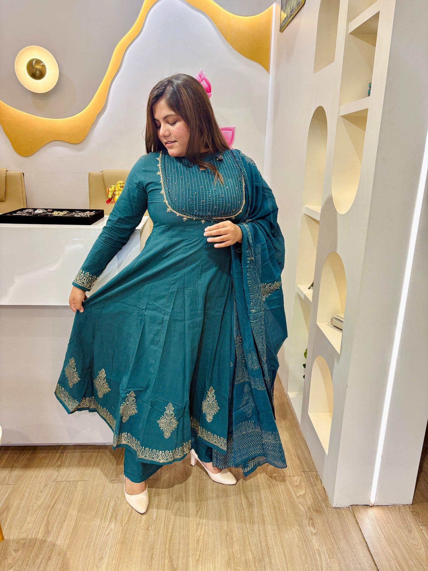 Teal Grace Anarkali Set #2812