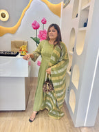 Green shimmer tissue anrkali Dress~Haryali Noor #2749