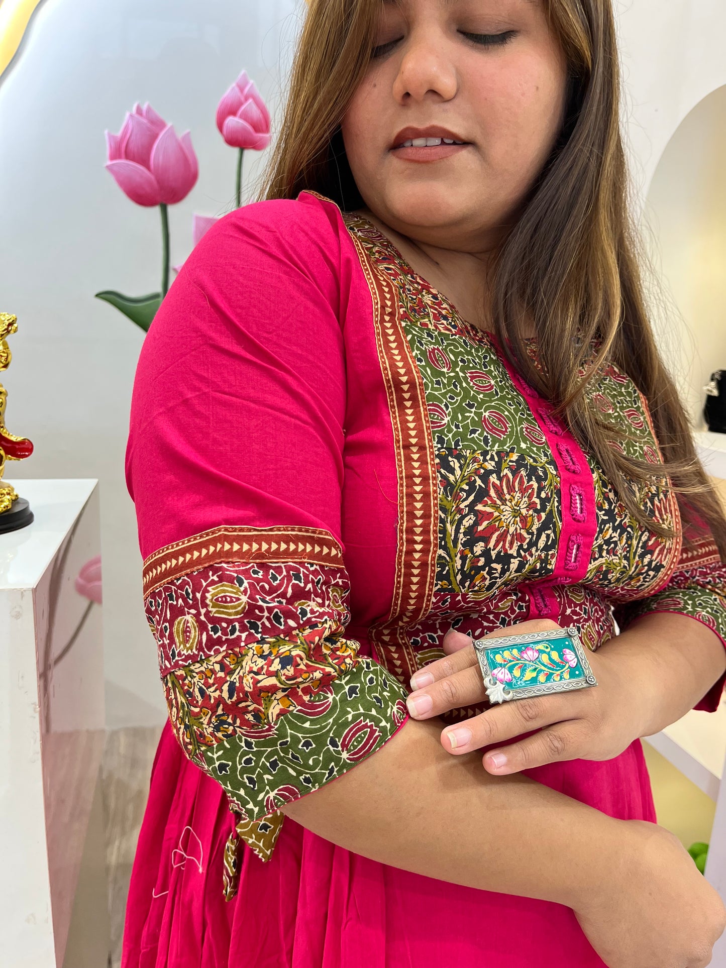 Pinky kalamkari patch kurta set #2676