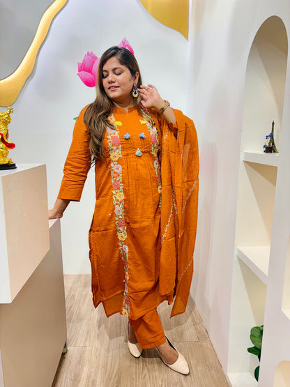 Rust Orange Cotton Dress#2843