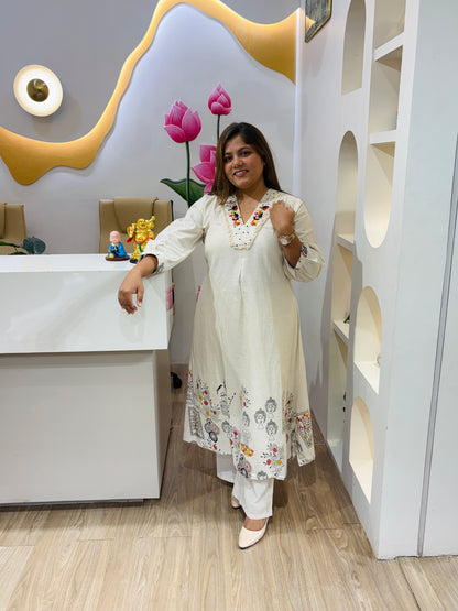 Natural Khadi Cotton Kurta Set #2765