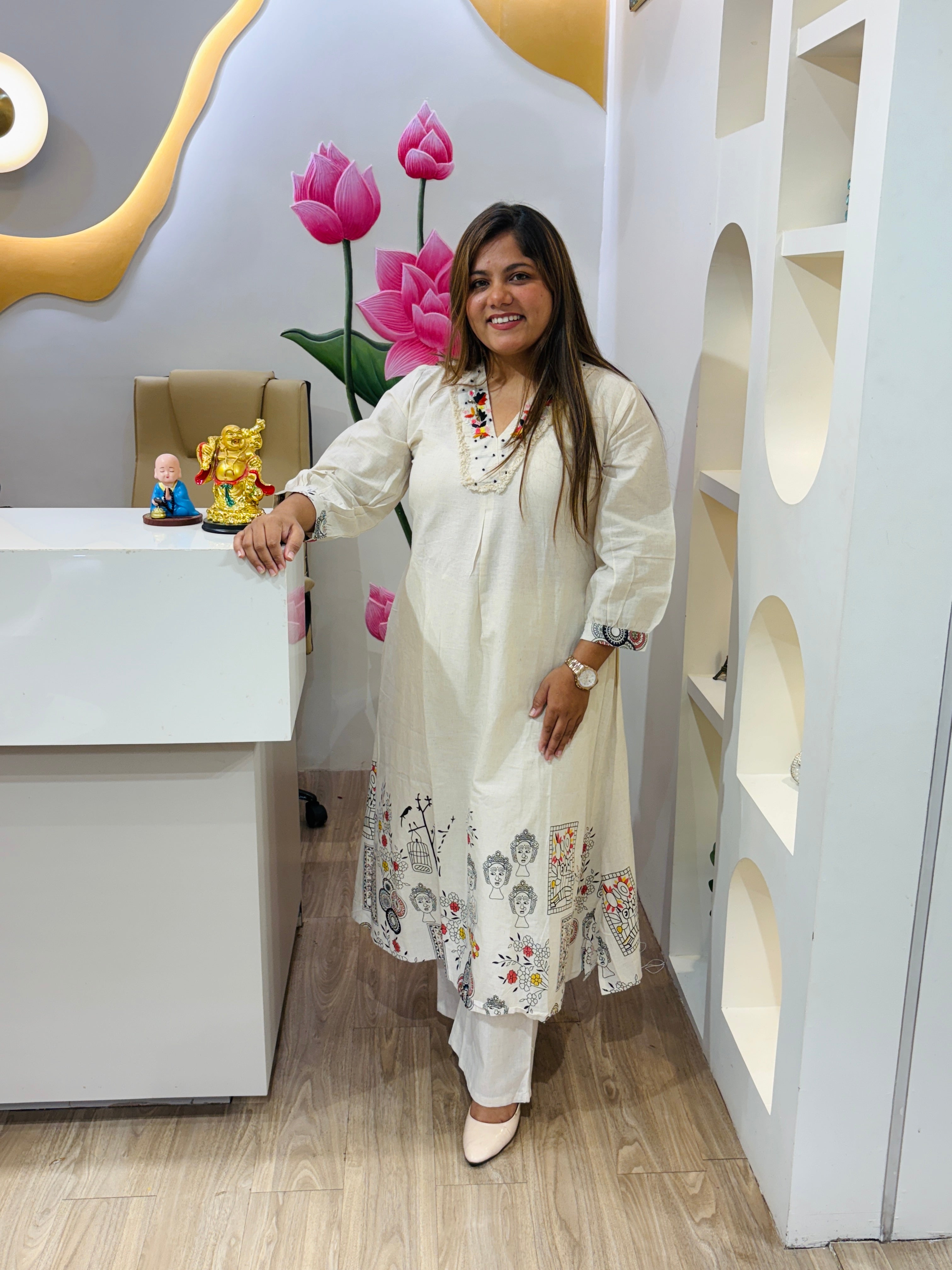 Natural Khadi Cotton Kurta Set