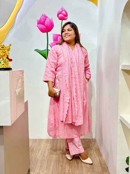 Pink Petal Kota Doria Suit #2837