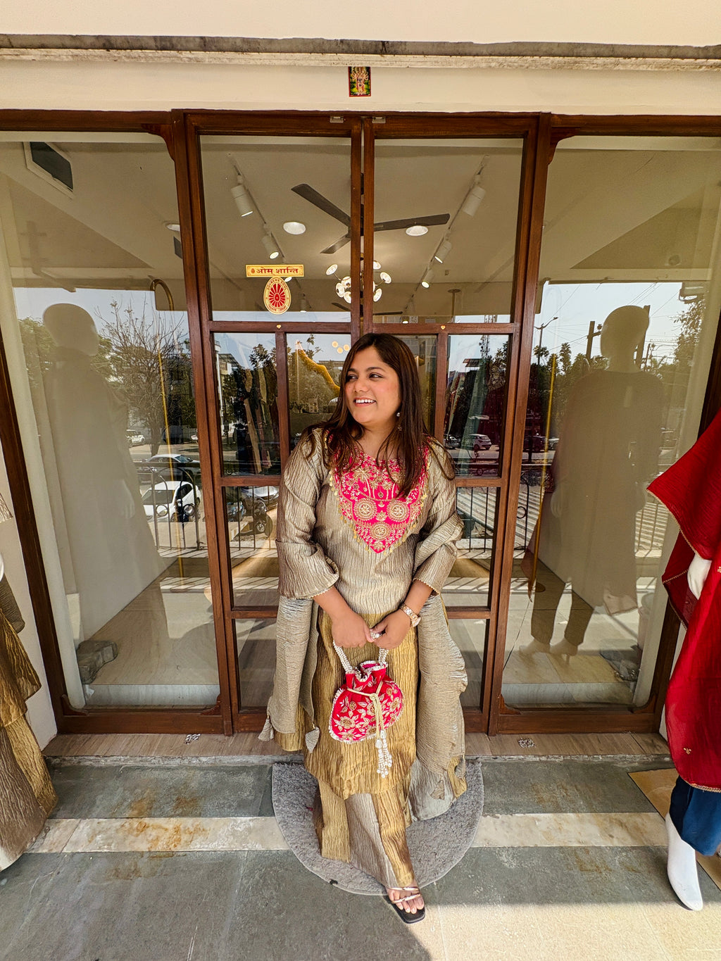 Gulnaar Glow crush Tissue Palazzo Set