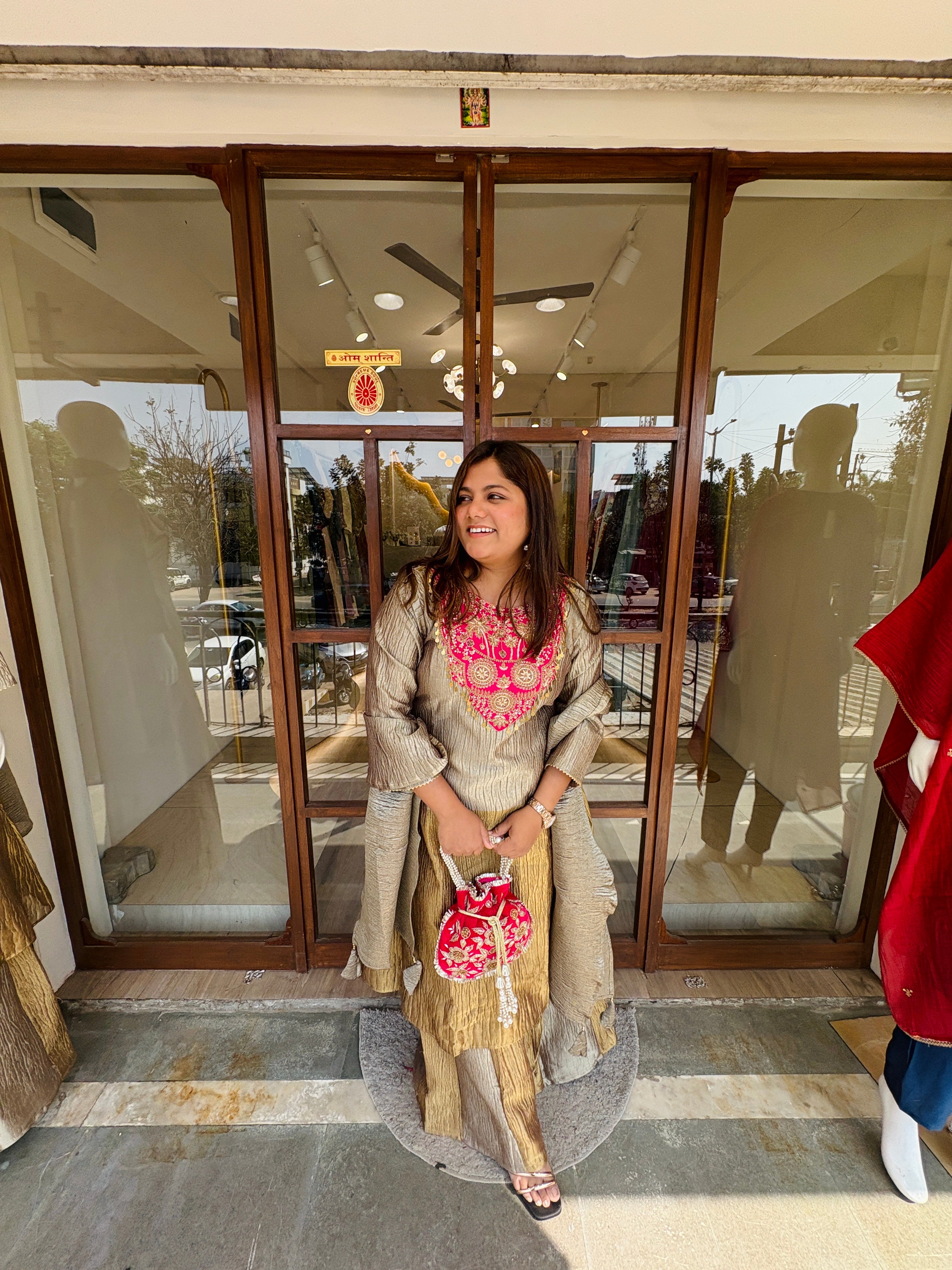 Gulnaar Glow crush Tissue Palazzo Set