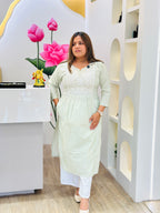 Mint green cotton kurta set