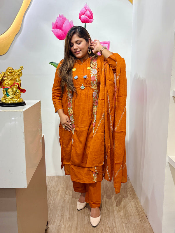 Rust Orange Cotton Dress#2843