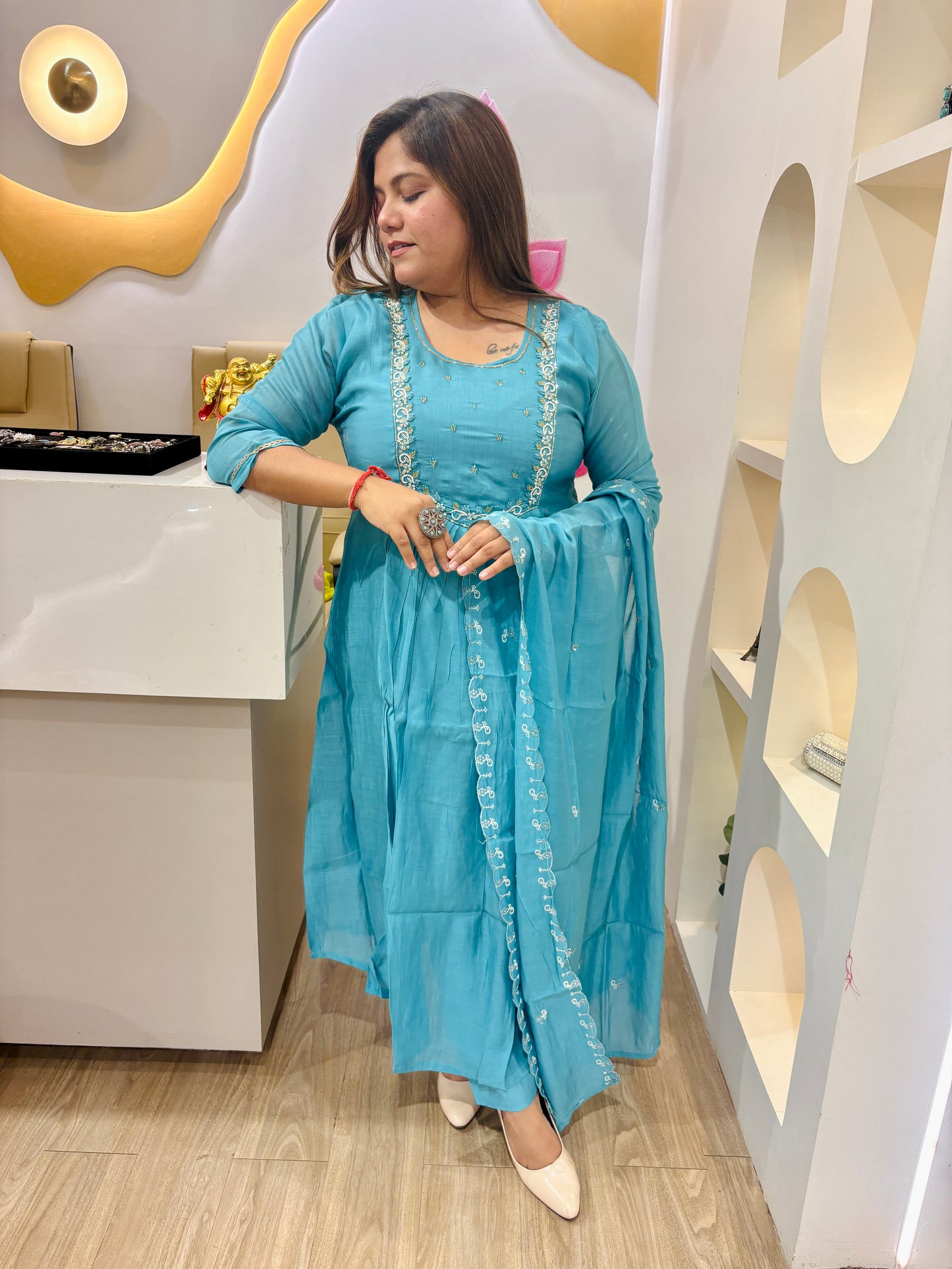 Aqua Charm Ethnic Dress #2727