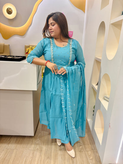 Aqua Charm Ethnic Dress #2727