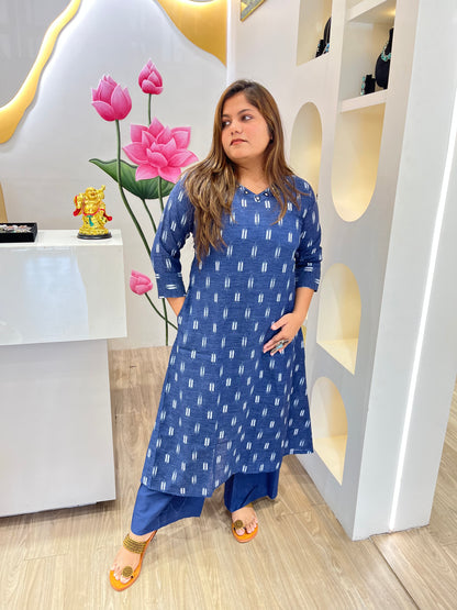 Blue Cotton Kurta Set – Everyday Elegance #2674