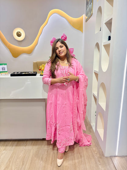 Blush Anarkali cotton dress #2058