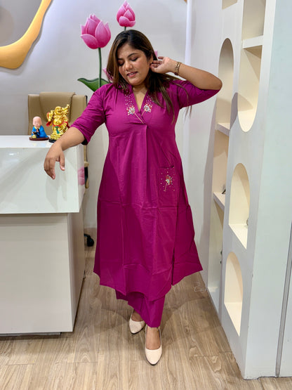 Berry Bloom Kurta Set #2821