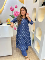 Blue Cotton Kurta Set Everyday Elegance