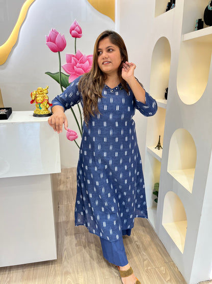 Blue Cotton Kurta Set – Everyday Elegance #2674