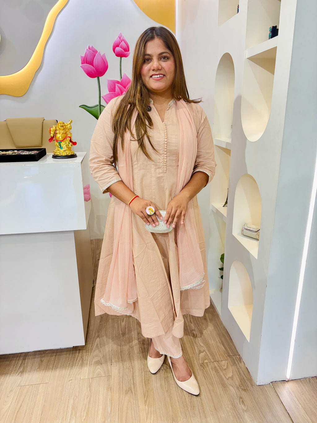 Peach Pestal Anarkali