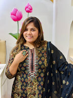 Black Bloom Cotton Anarkali