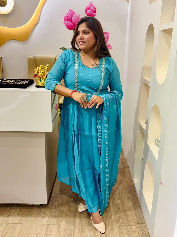 Aqua Charm Ethnic Dress #2727