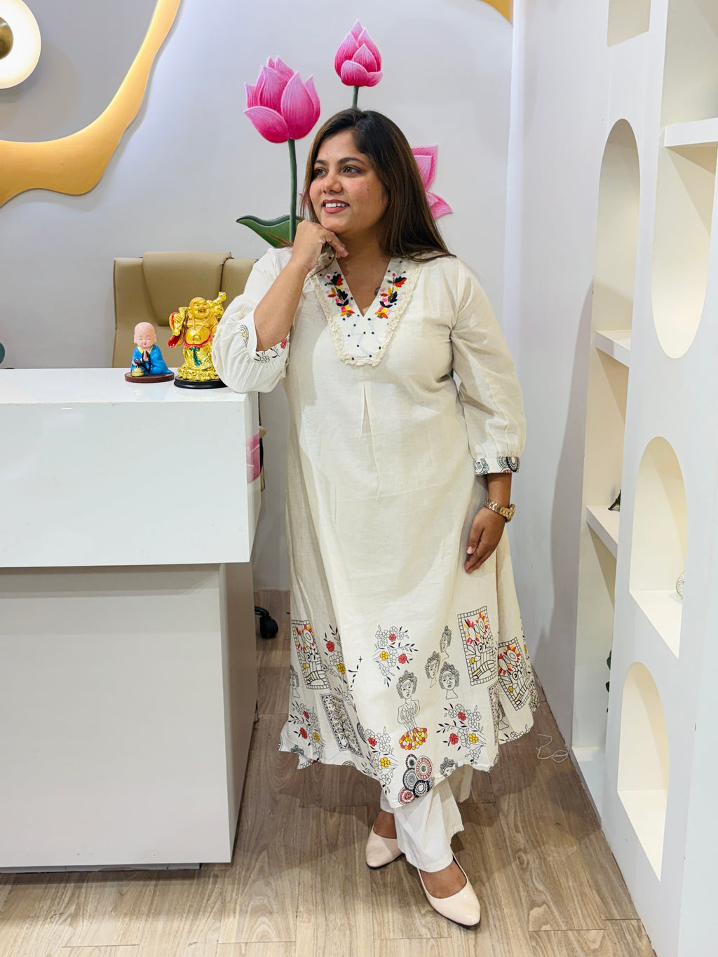 Natural Khadi Cotton Kurta Set