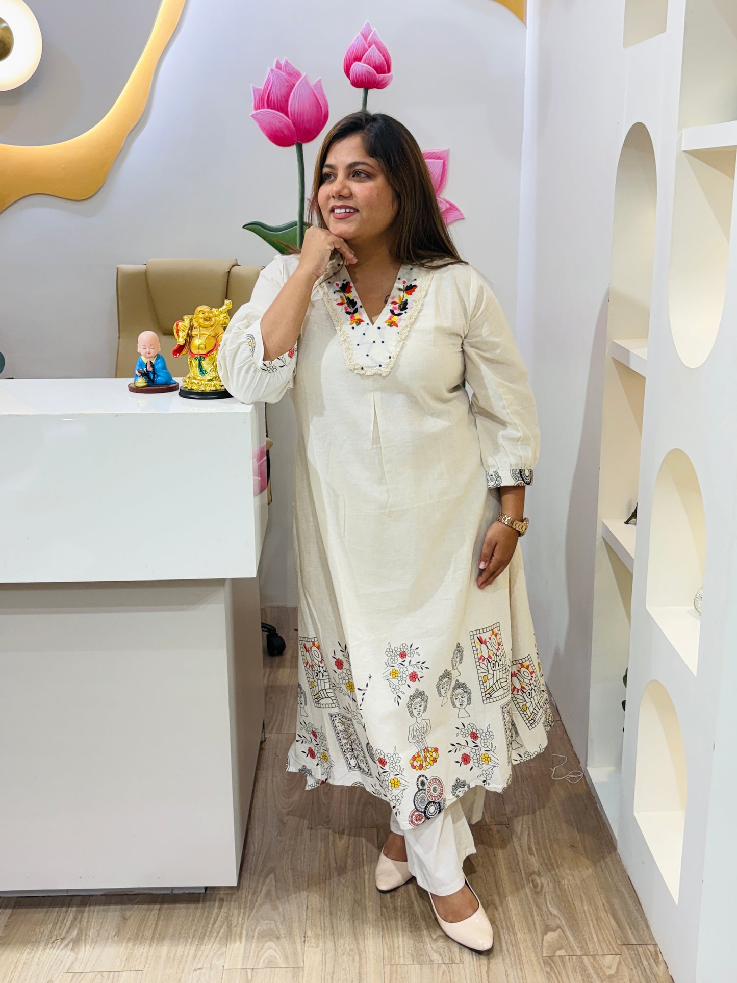 Natural Khadi Cotton Kurta Set #2765