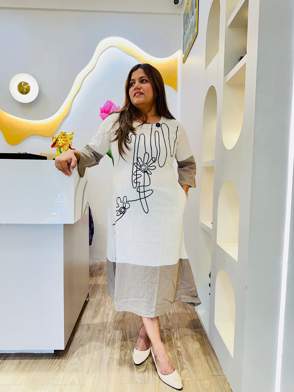 Chic Dual tone -cotton frock #2761