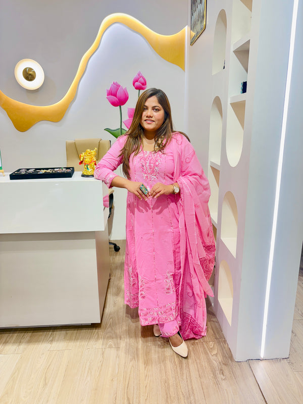 Blush Anarkali cotton dress #2058