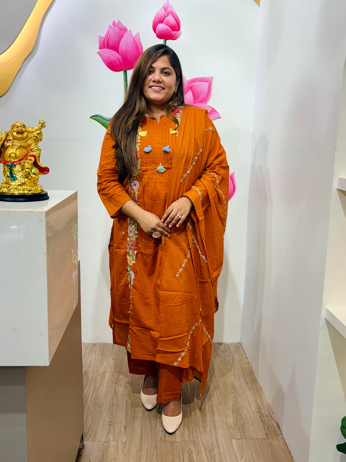Rust Orange Cotton Dress#2843