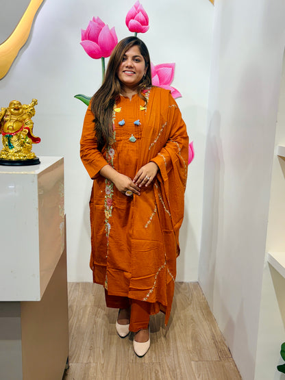 Rust Orange Cotton Dress#2843