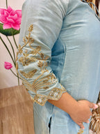 Jalpari plazo set - Blue shimmer tissue plazo pair