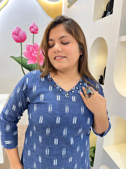 Blue Cotton Kurta Set – Everyday Elegance #2674