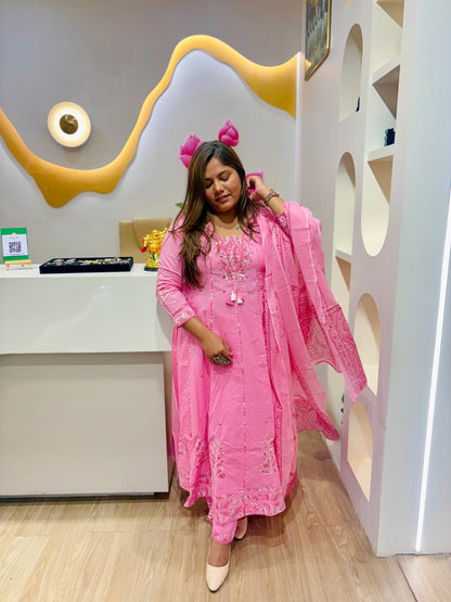 Blush Anarkali cotton dress #2058