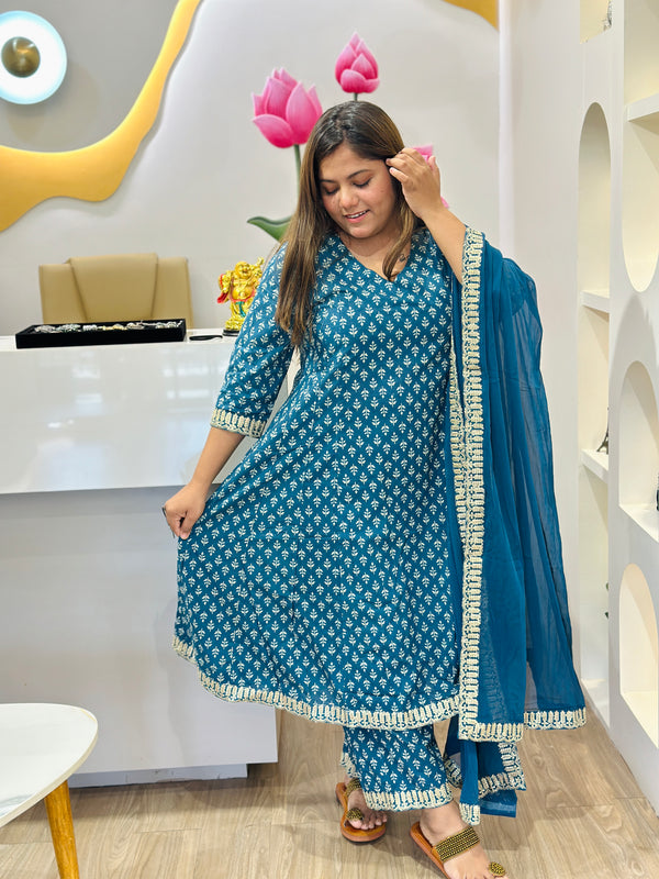 Teal Lotus Charm Dress #2791