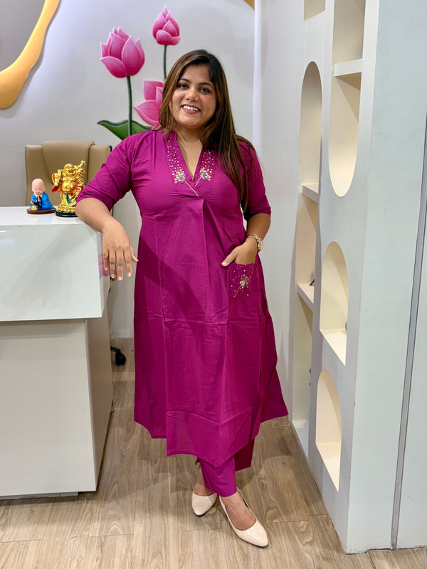 Berry Bloom Kurta Set #2821