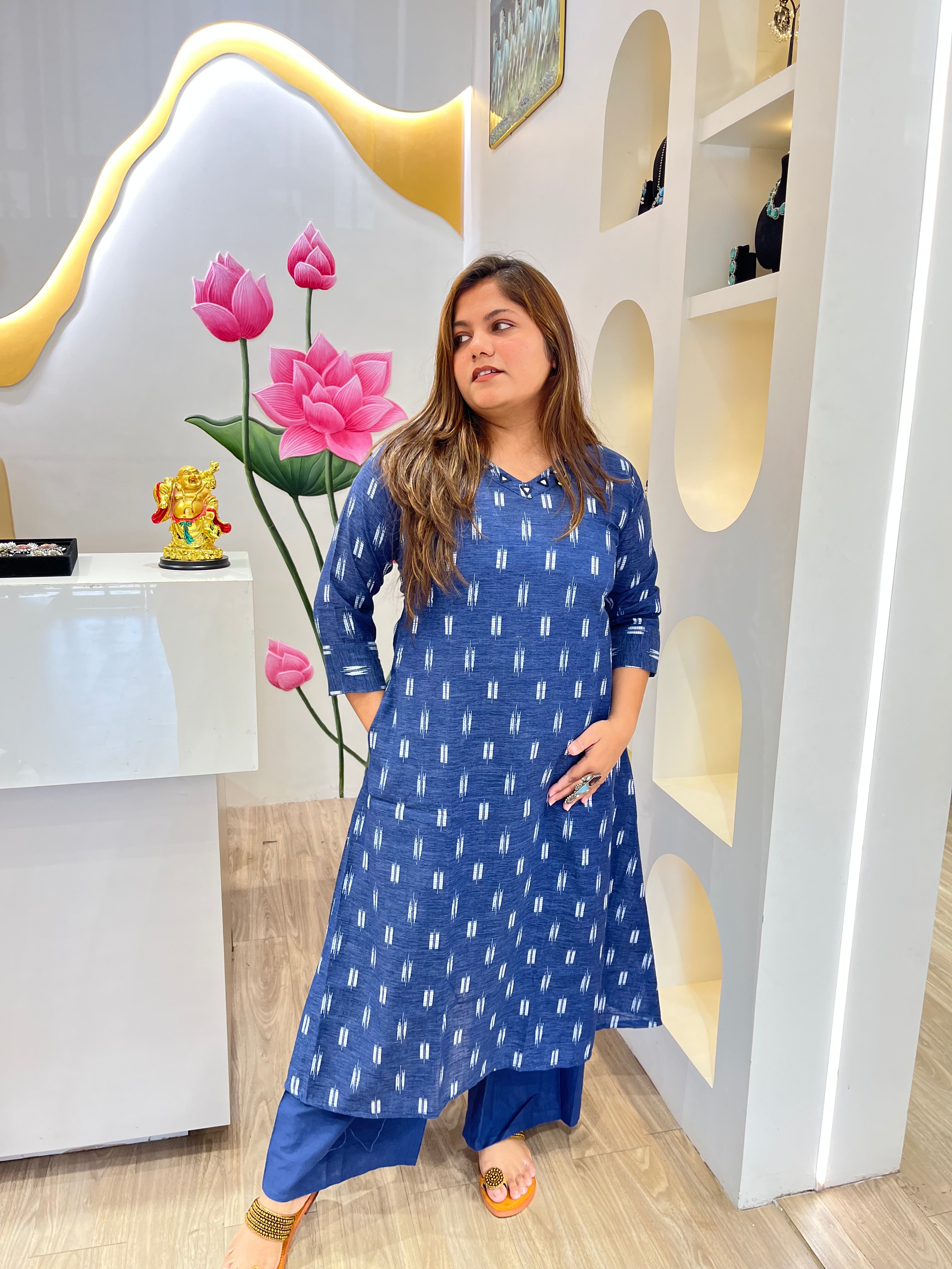 Blue Cotton Kurta Set Everyday Elegance