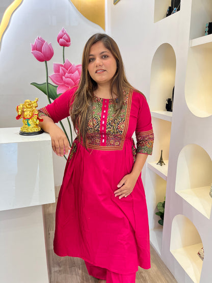 Pinky kalamkari patch kurta set #2676