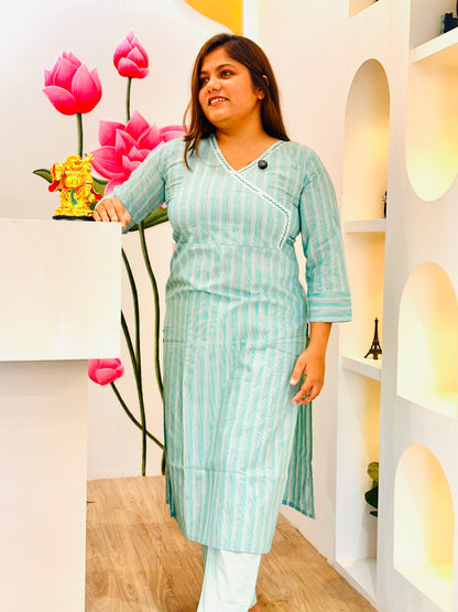 Sea blue cotton kurta set #2656