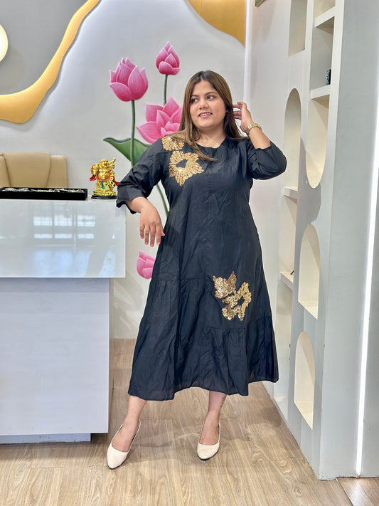 Black Royal Sequin Frock #2775