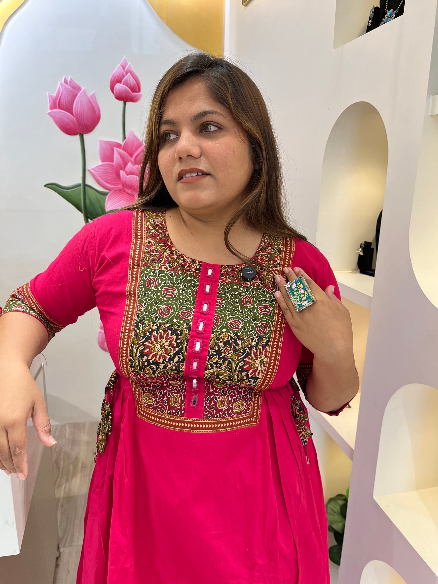 Pinky kalamkari patch kurta set #2676