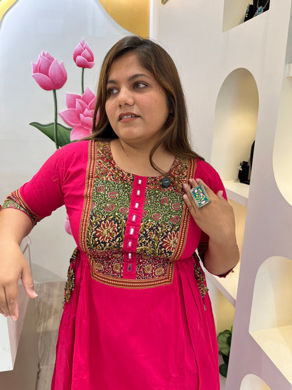 Pinky kalamkari patch kurta set #2676