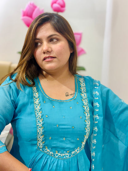 Aqua Charm Ethnic Dress #2727