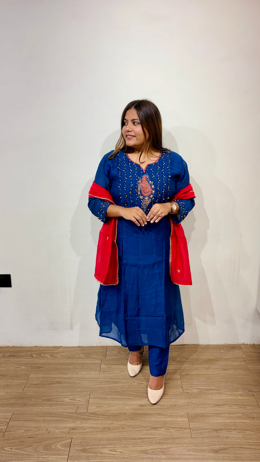 Royal Blue Chanderi Suit Set