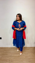 Royal Blue Chanderi Suit Set