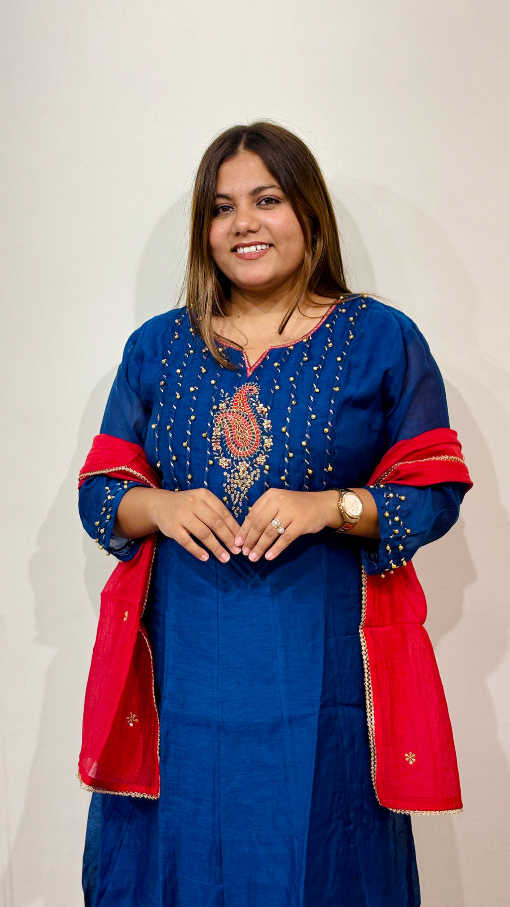 Royal Blue Chanderi Suit Set