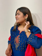 Royal Blue Chanderi Suit Set