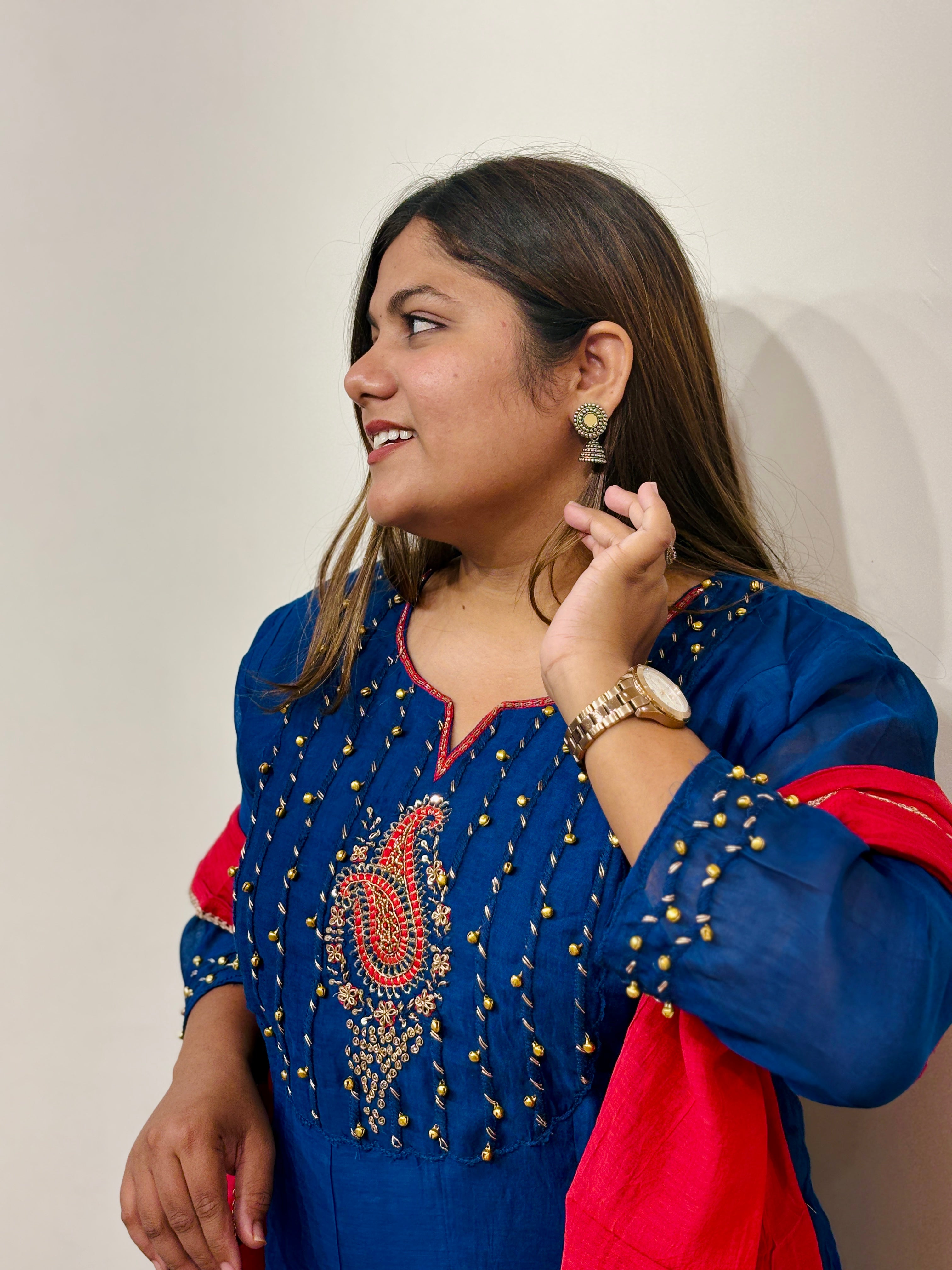 Royal Blue Chanderi Suit Set