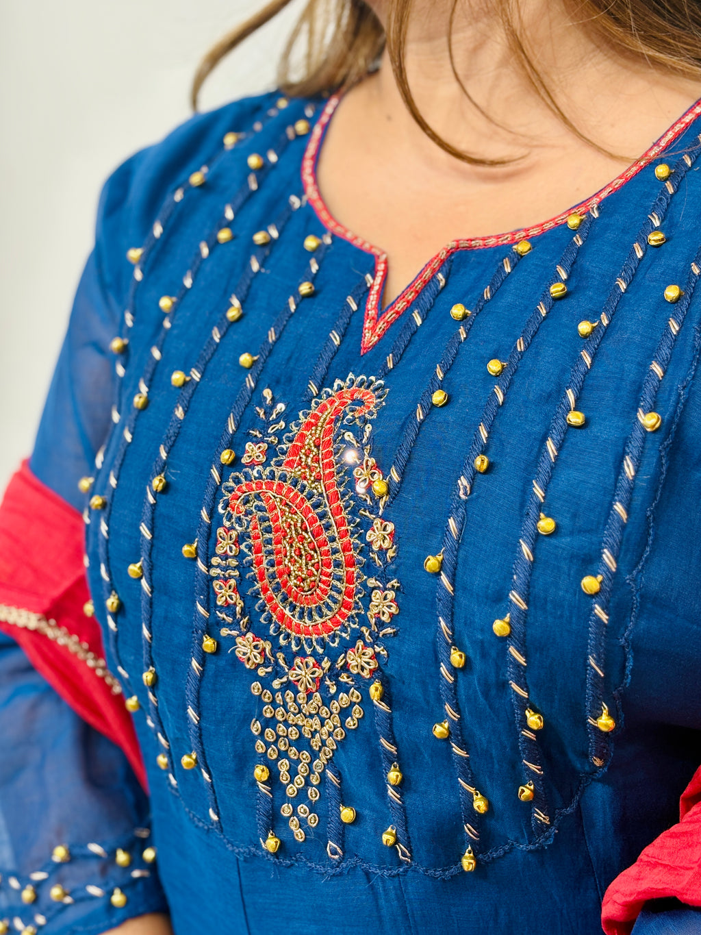 Royal Blue Chanderi Suit Set