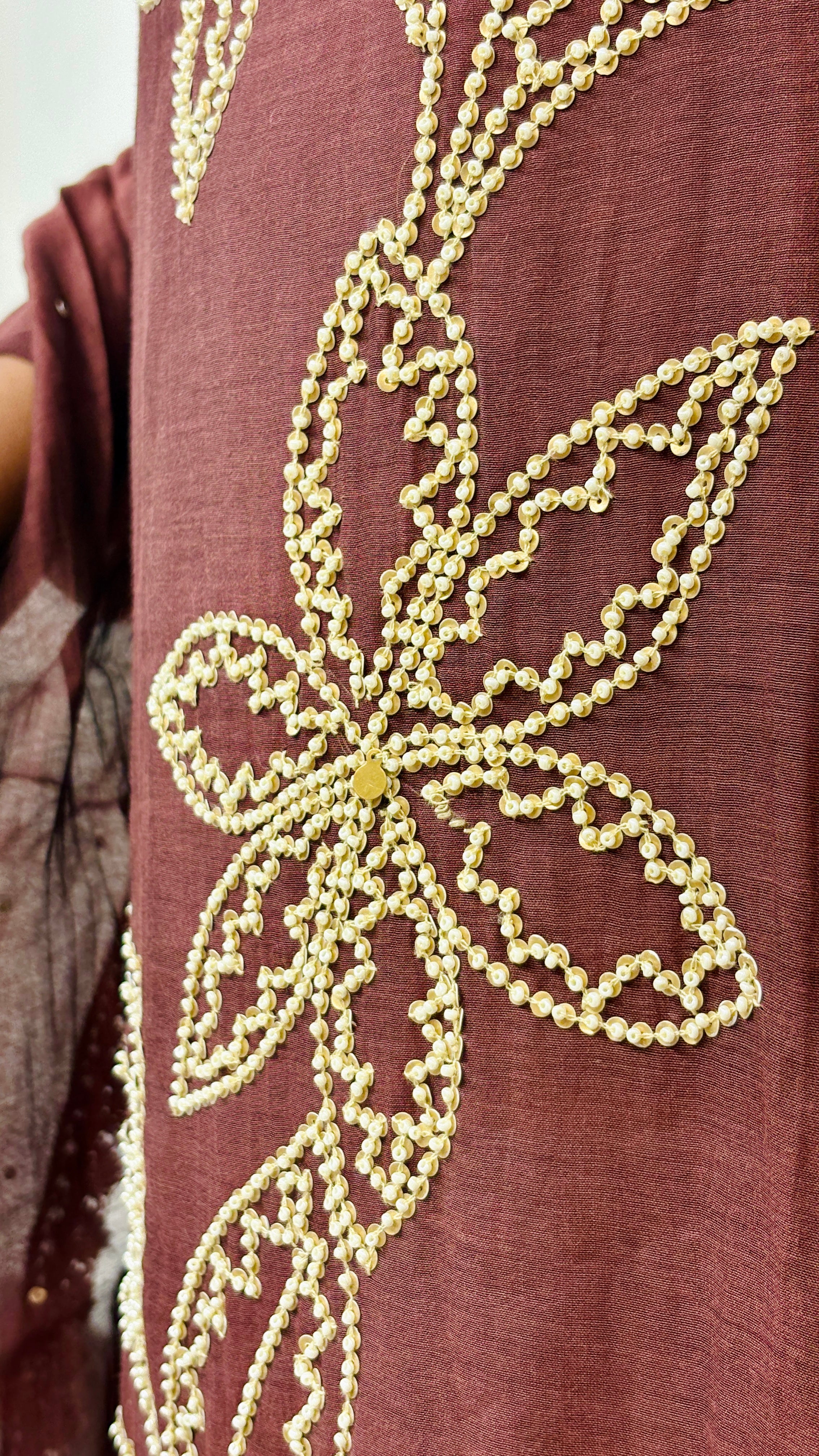 Brown Bloom Chanderi Suit Set